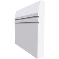 Chamfered Square C Grooved 2 MDF Skirting Board White Primed 4200mm x 220mm x 18mm
